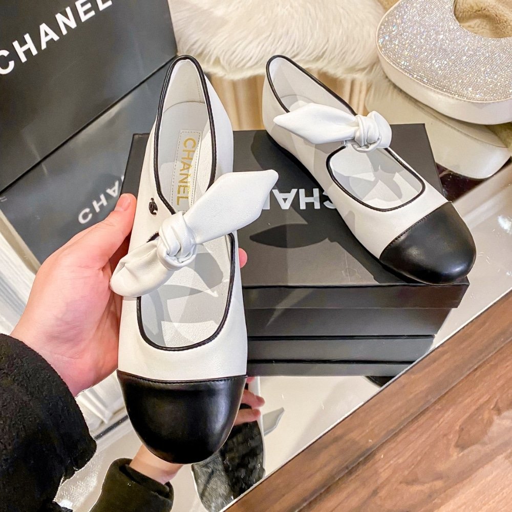 Ch**el Mary Janes Shoes White And Black G46149 X01000 Nabtk