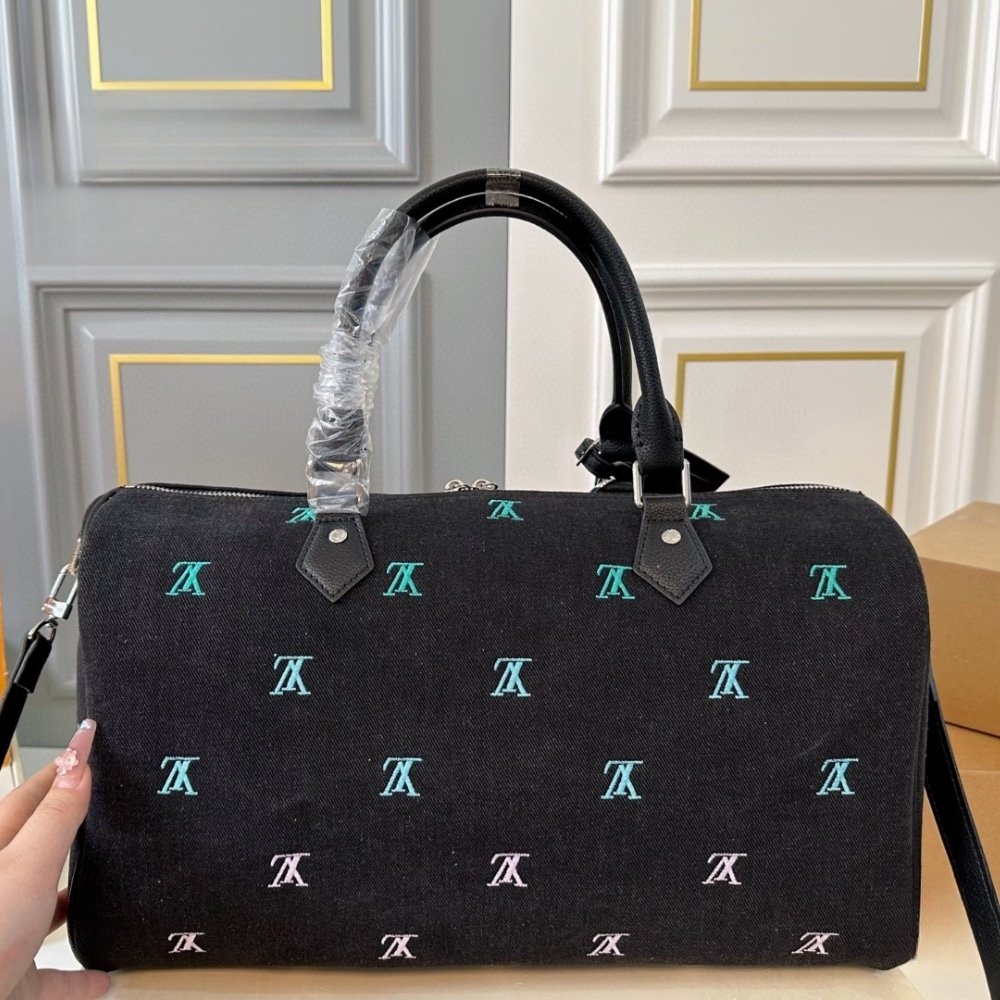 L0vis Vvtt0n Keepall Bandoulière Black Denim 40Cm