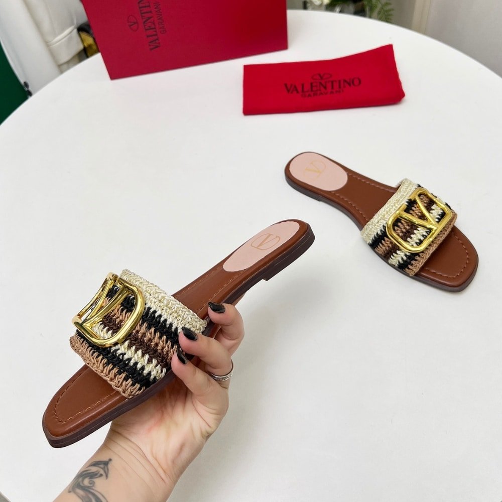 Va1e*ntin0 Vlogo Signature Slide Sandal Brown 6W2S0Bd5Agx Qrx