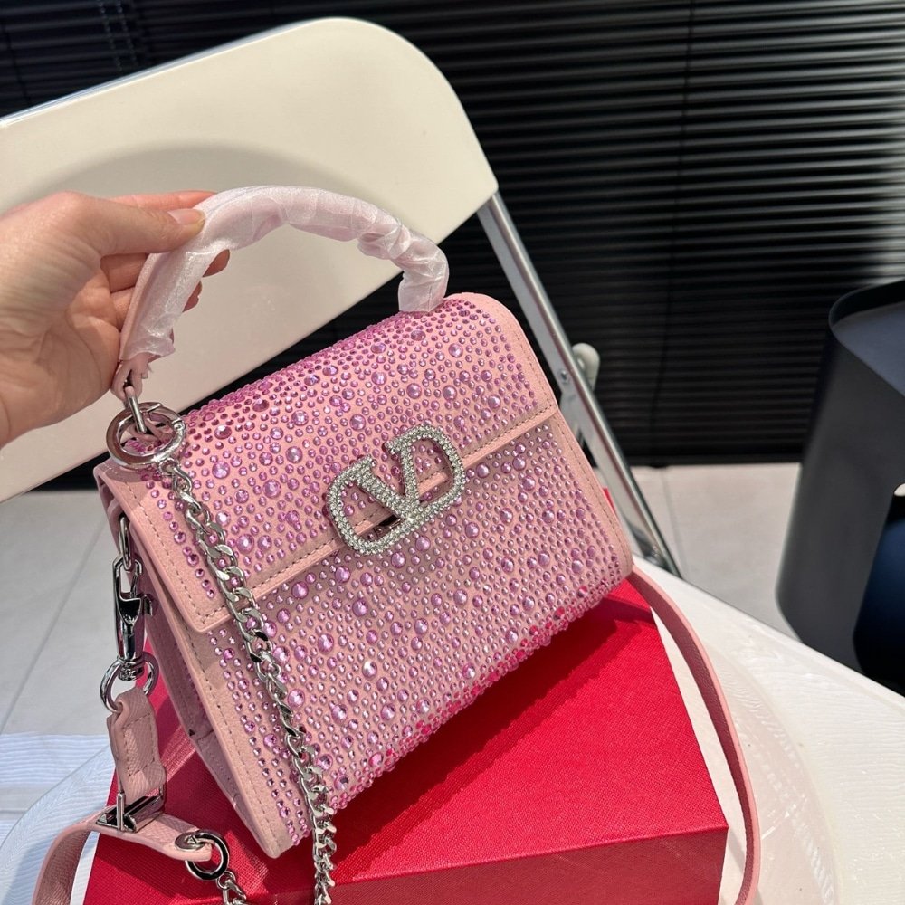 Va1e*ntin0 Vsling Mini Handbag With Sparkling Rose Quartz 19Cm 3W0B0G97Thv D0M