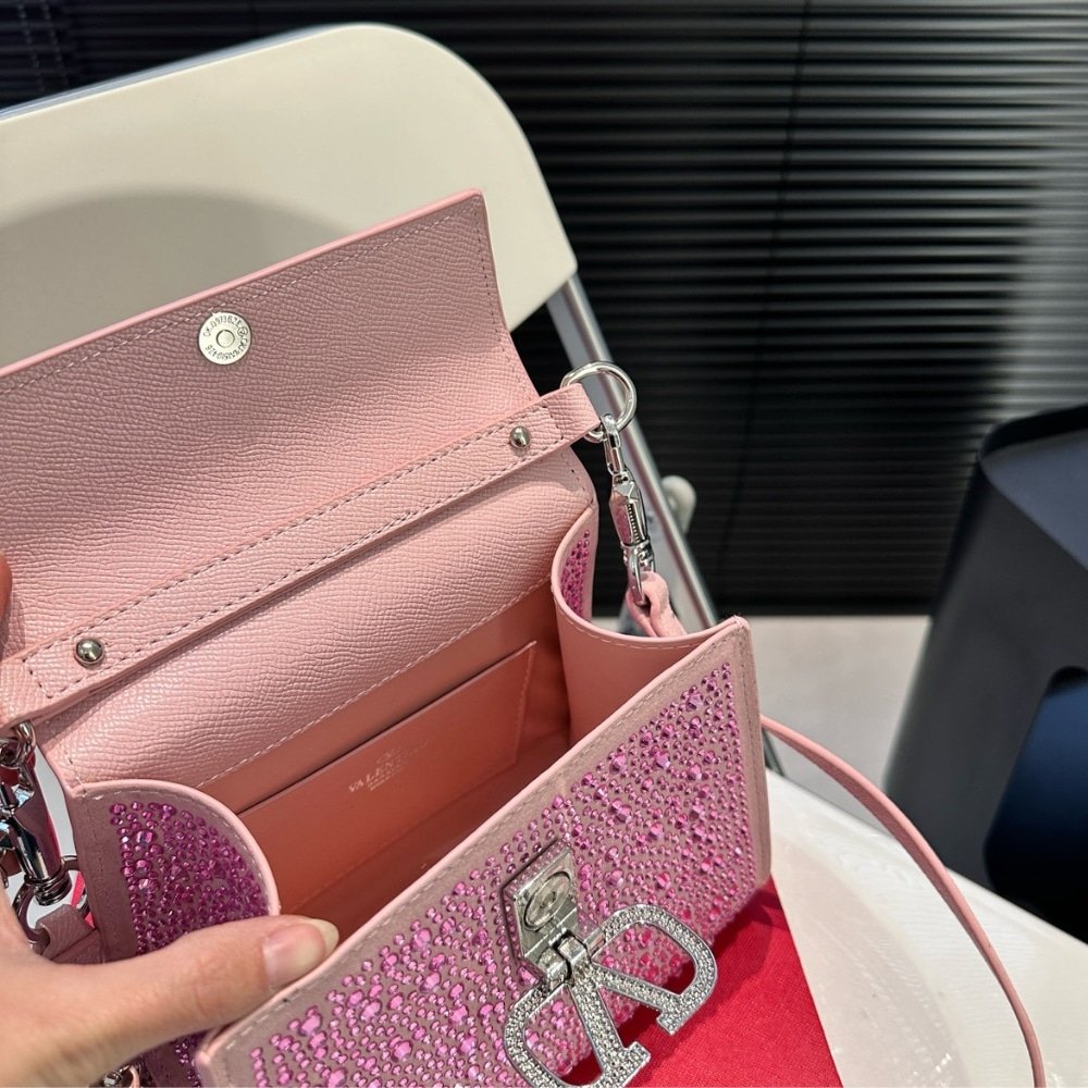 Va1e*ntin0 Vsling Mini Handbag With Sparkling Rose Quartz 19Cm 3W0B0G97Thv D0M