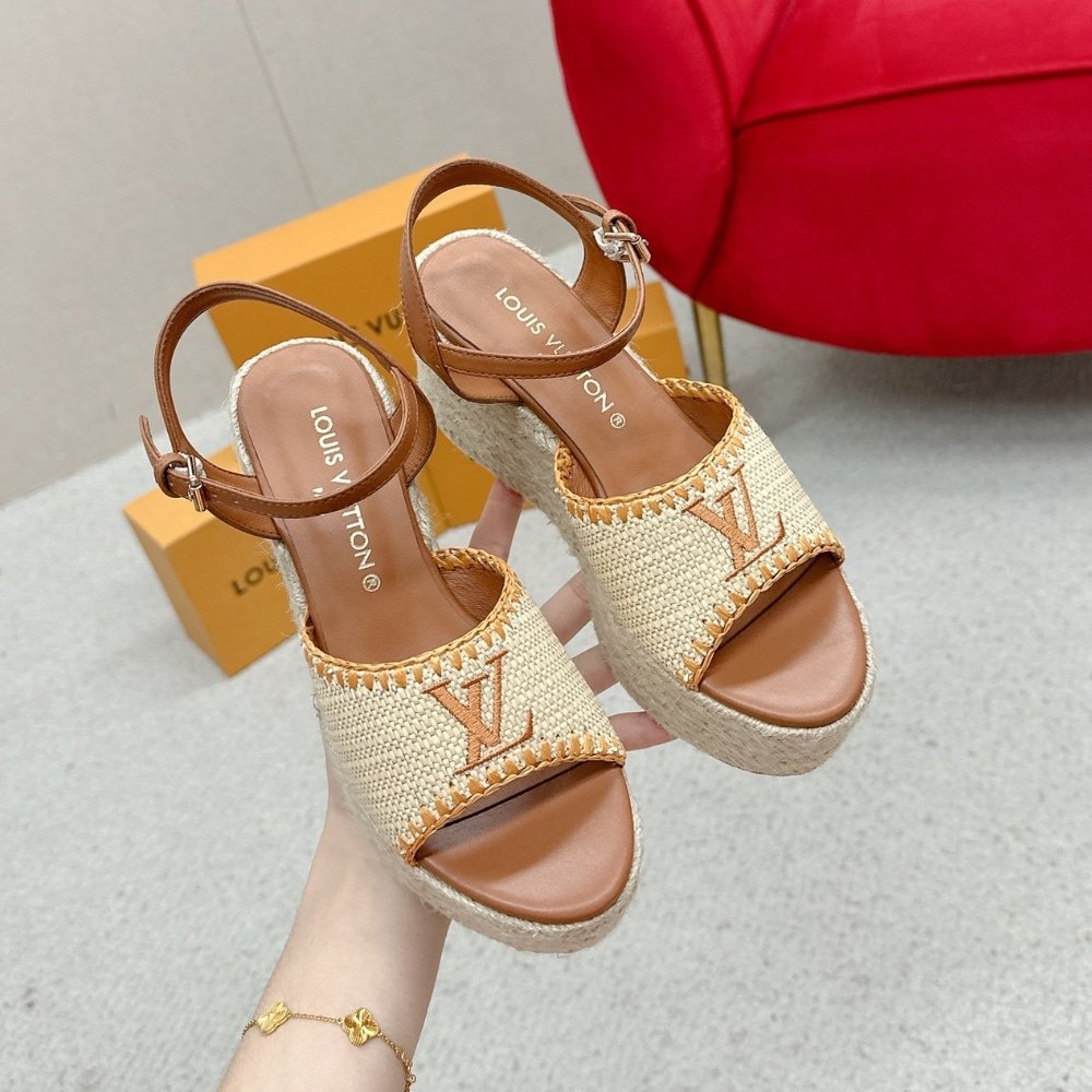L0vis Vvtt0n Helios Wedge Sandal Raffia Brown