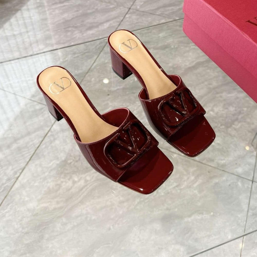 Va1e*ntin0 Vlogo Signature Slide Sandal Burgundy