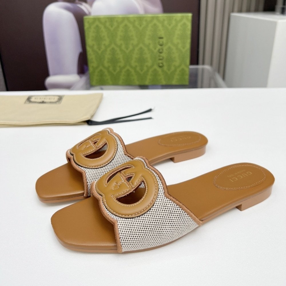 Gvc*1 Women’s Interlocking G Slide Sandal Brown 835723 Faea0 9562