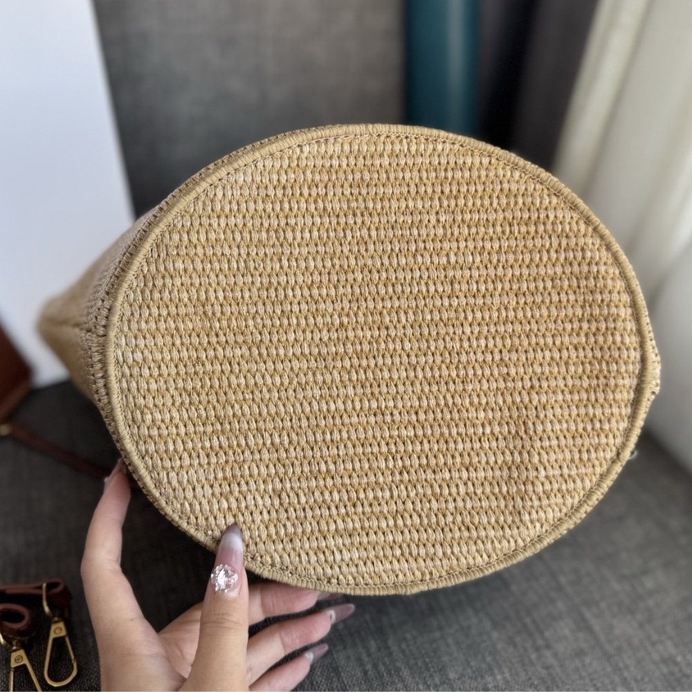 Ce1i*e S*pple Small Triomphe Classic Panier In Raffia Tan 25Cm