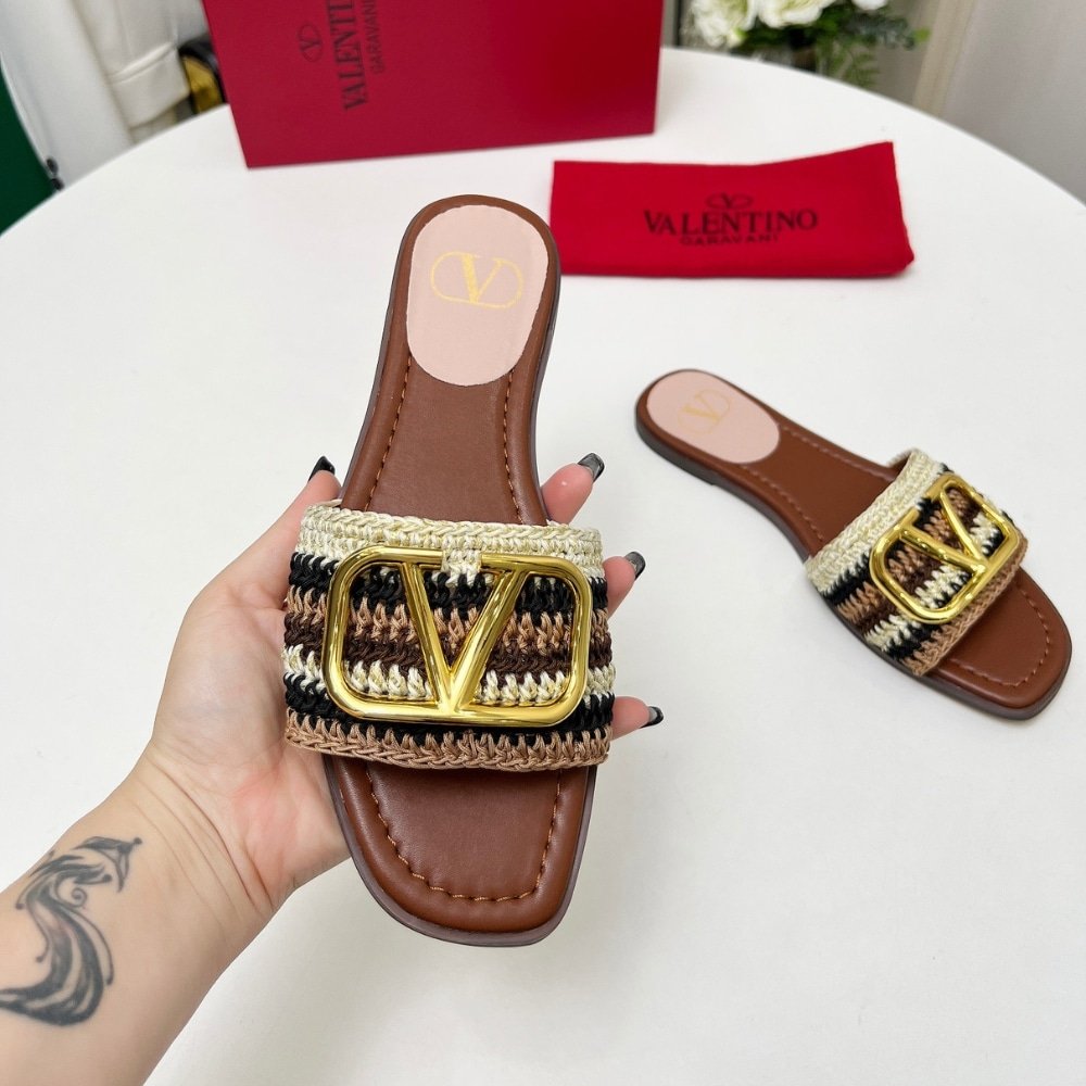 Va1e*ntin0 Vlogo Signature Slide Sandal Brown 6W2S0Bd5Agx Qrx
