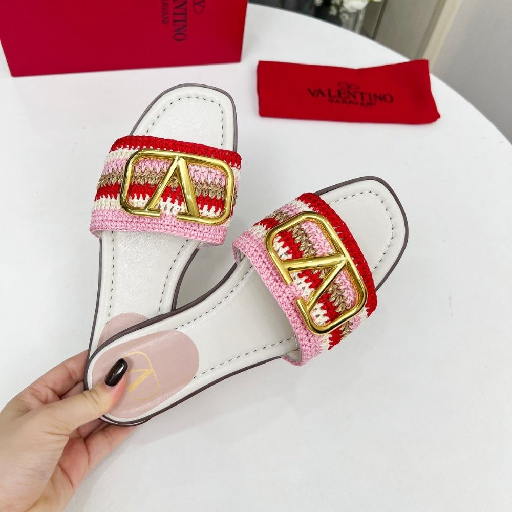 Va1e*ntin0 Vlogo Signature Slide Sandal Pink