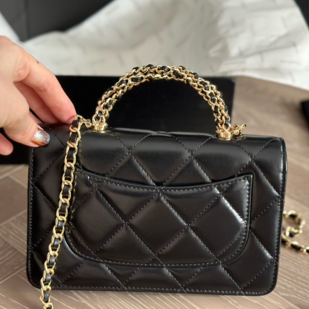 Ch**el Wallet On Chain Black 20Cm Ap4166 B17675 94305