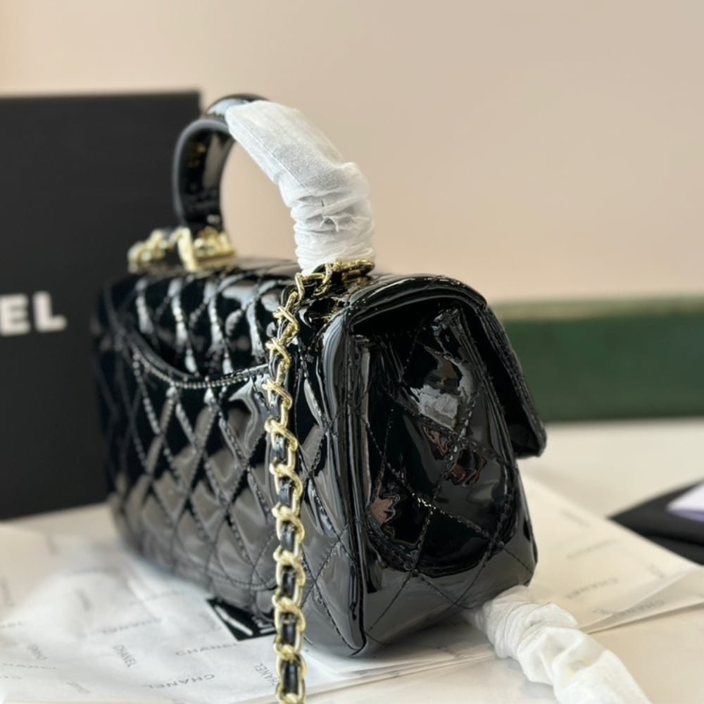 Ch**el Mini Classic Handbag With Top Handle Black 20Cm As2431 B18237 94305