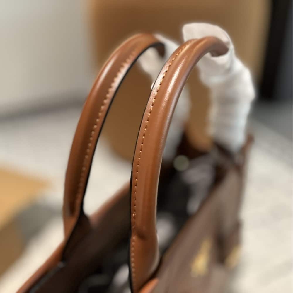 Pra*a Small Symbole Bag With Topstitching Caramel 28Cm 1Ba379 Ask F03Oe V Oco
