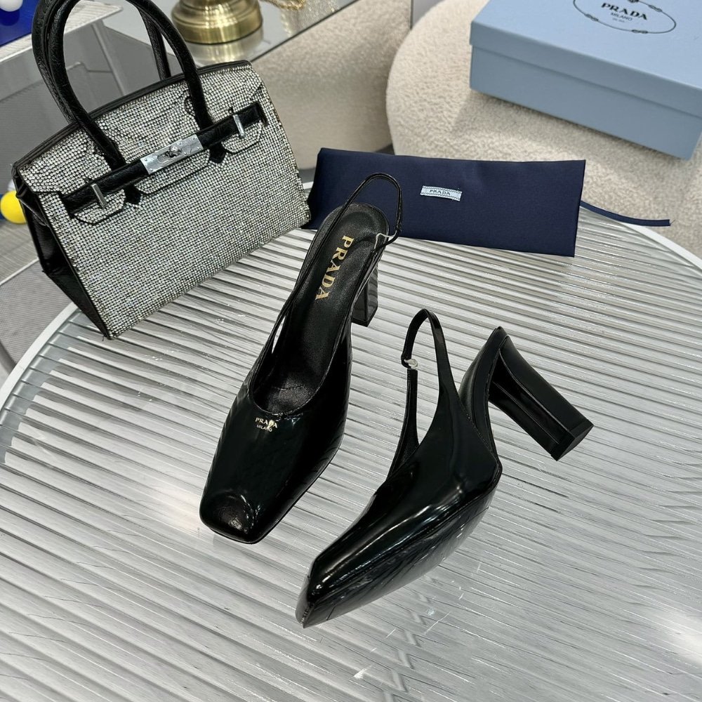 Pra*a Patent Leather Slingback Pumps Black 1I838N 069 F0002 F 085