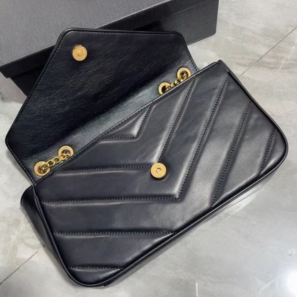 Sa1nt Lau*nt Loulou Medium In Matelassé Black 29Cm 801439Aaeax1000