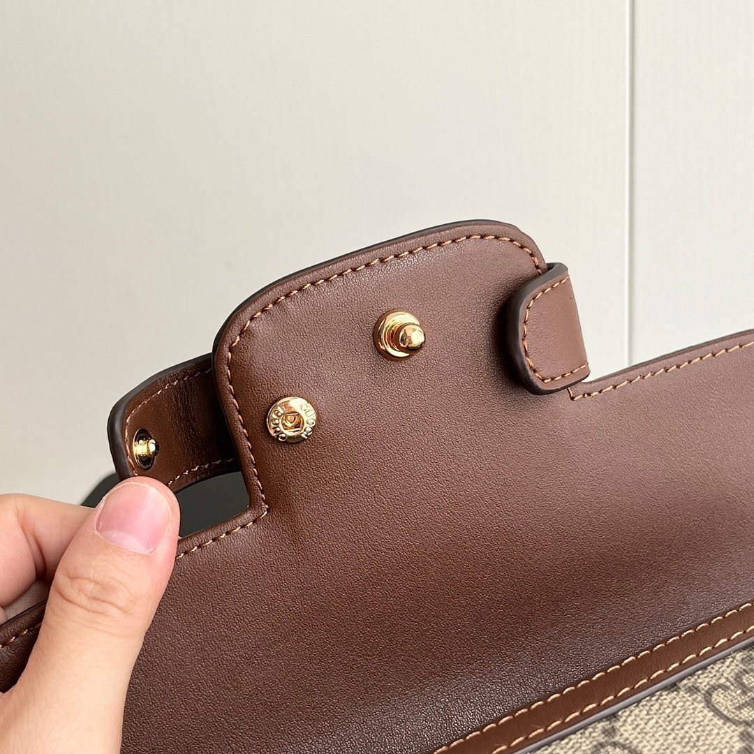 Gvc*1 Horsebit 1955 Small Top Handle Bag Beige And Brown 22Cm