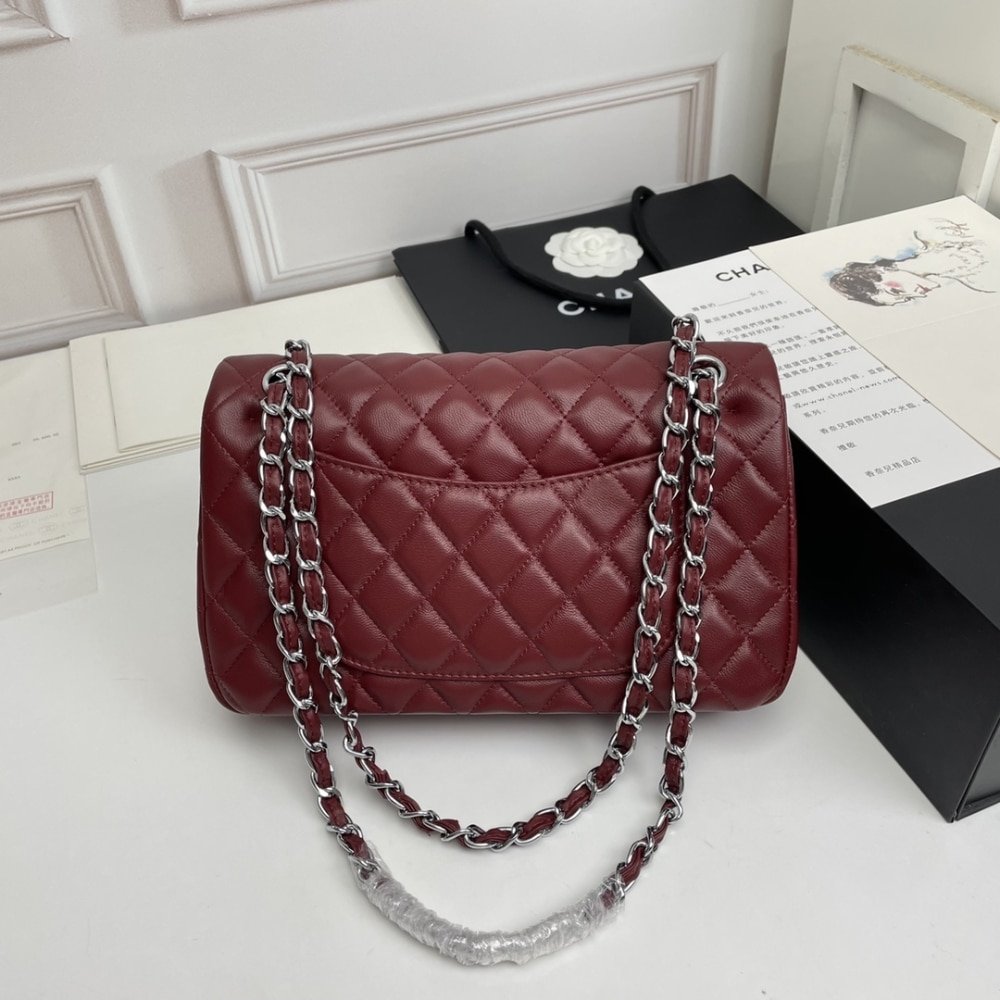 Ch**el Classic Double Flap Bag Plum Red 25Cm