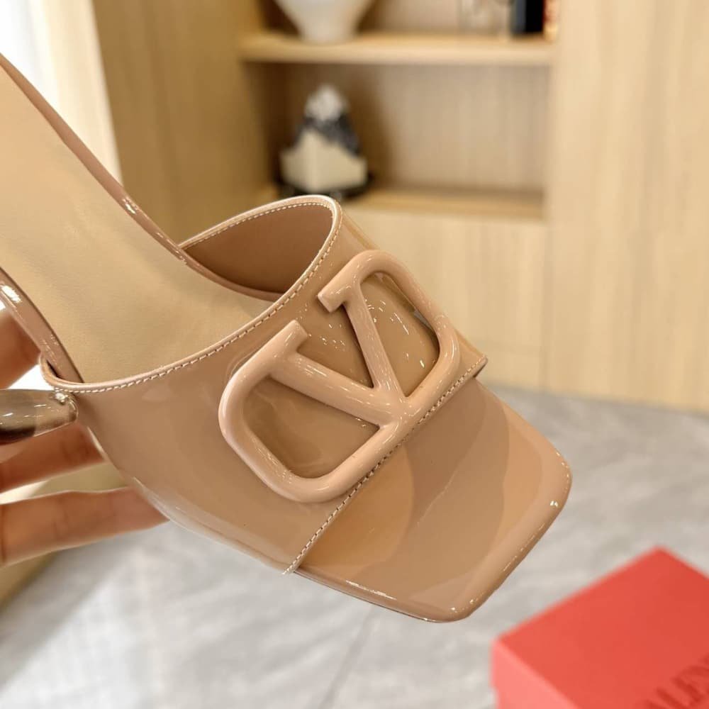 Va1e*ntin0 Vlogo Signature Patent Leather Slide Sandal Rose Cannelle 60Mm 6W2S0Ha6Tmk Gf9