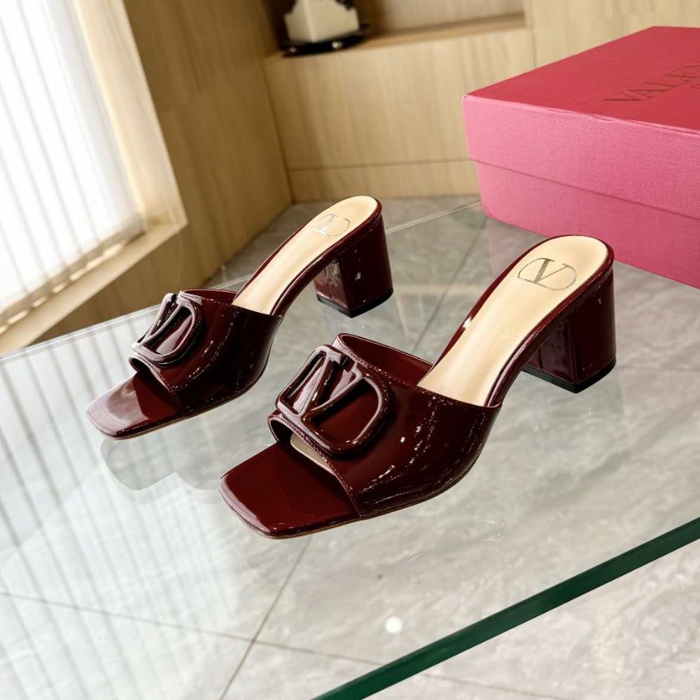Va1e*ntin0 Vlogo Signature Slide Sandal Burgundy