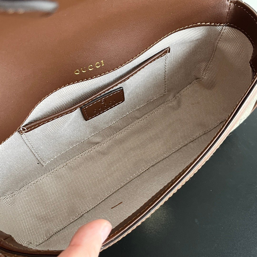 Gvc*1 Horsebit 1955 Small Top Handle Bag Beige And Brown 22Cm