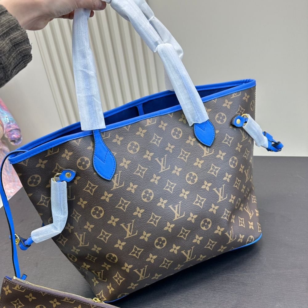 L0vis Vvtt0n Neverfull MM Bag Ikat Flower Monogram Granblue Blue 33Cm M40938