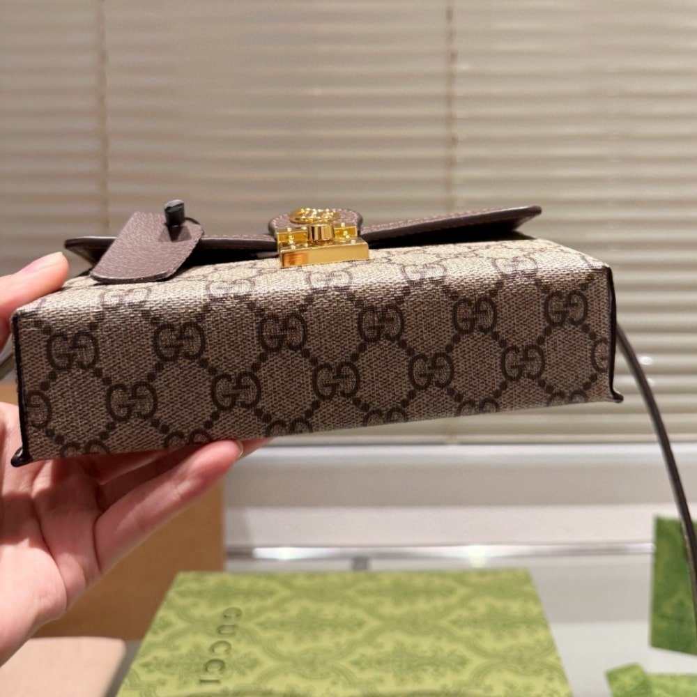 Gvc*1 Ophidia Mini Top Handle Bag Beige And Ebony 18Cm 772314 K9Gsg 8367