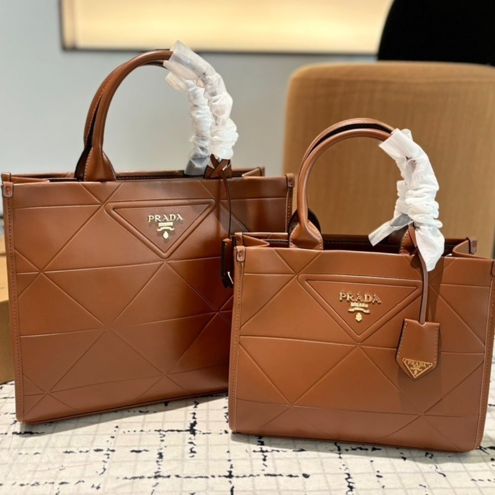 Pra*a Small Symbole Bag With Topstitching Caramel 28Cm 1Ba379 Ask F03Oe V Oco