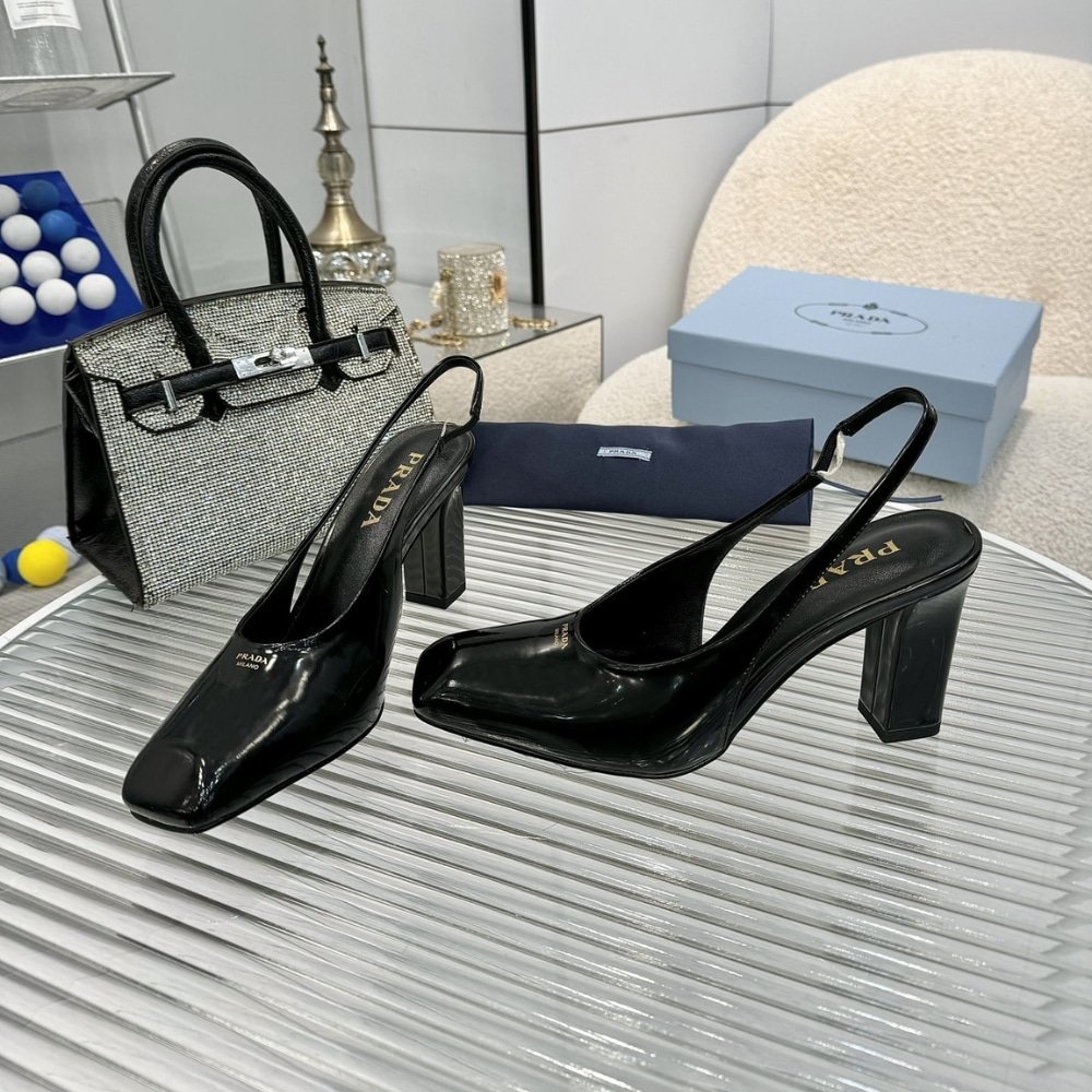 Pra*a Patent Leather Slingback Pumps Black 1I838N 069 F0002 F 085