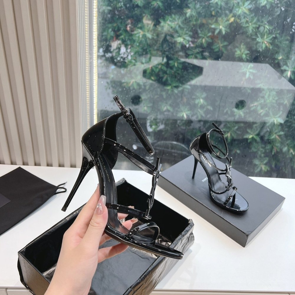 Sa1nt Lau*nt Cassandra Sandals In All Black 6301090Npvv1000