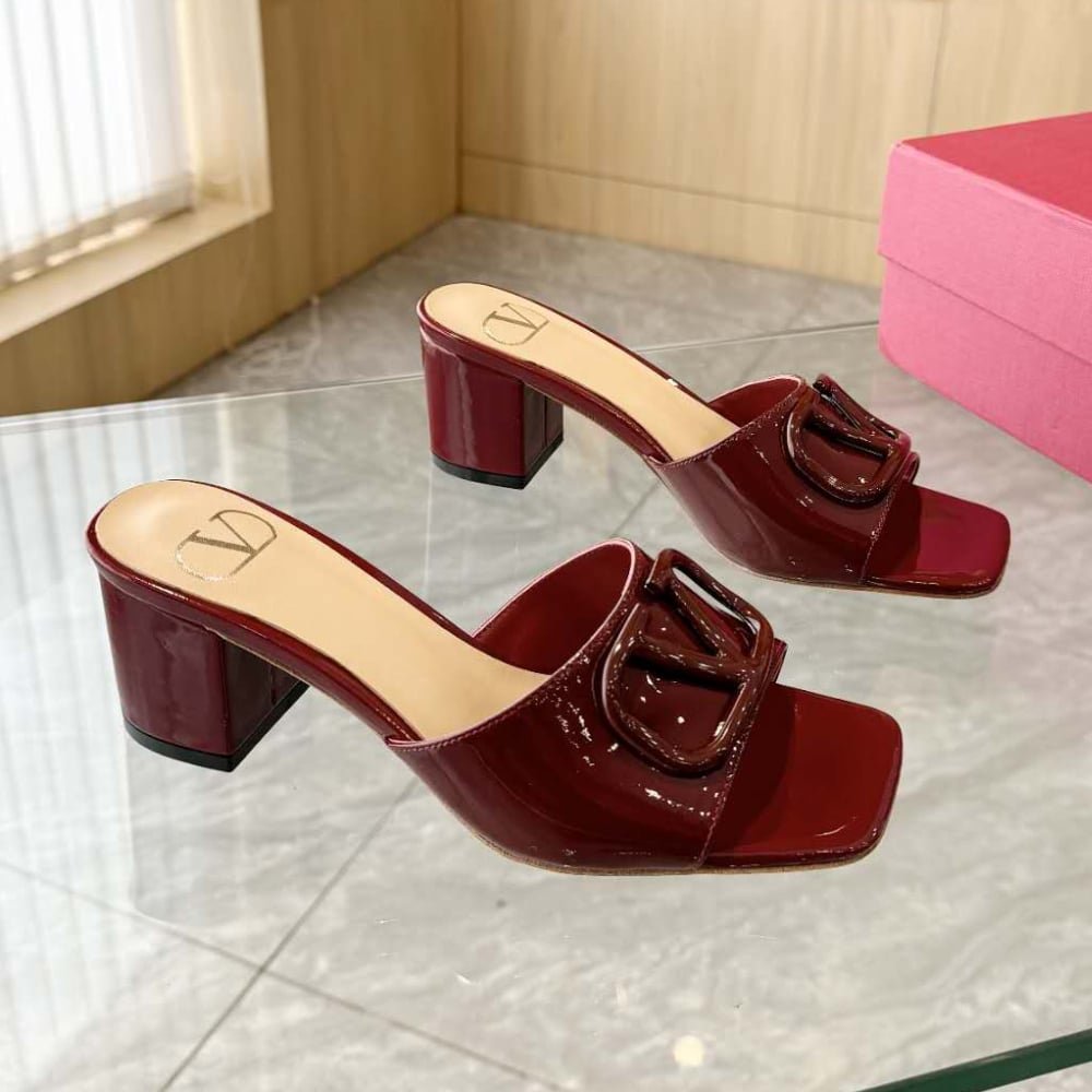 Va1e*ntin0 Vlogo Signature Slide Sandal Burgundy