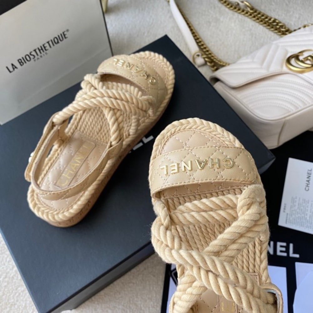 Ch**el Rope Sandals Strap Biege