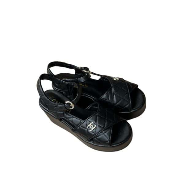 Ch**el Quilted Sandals Black G39918