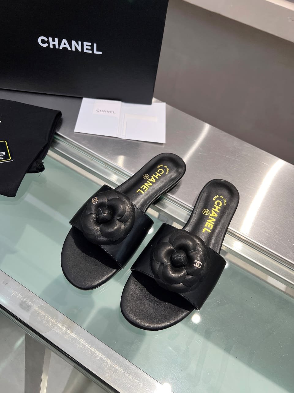 Ch**el Mules With Camellia In Black G45499 X01000 94305