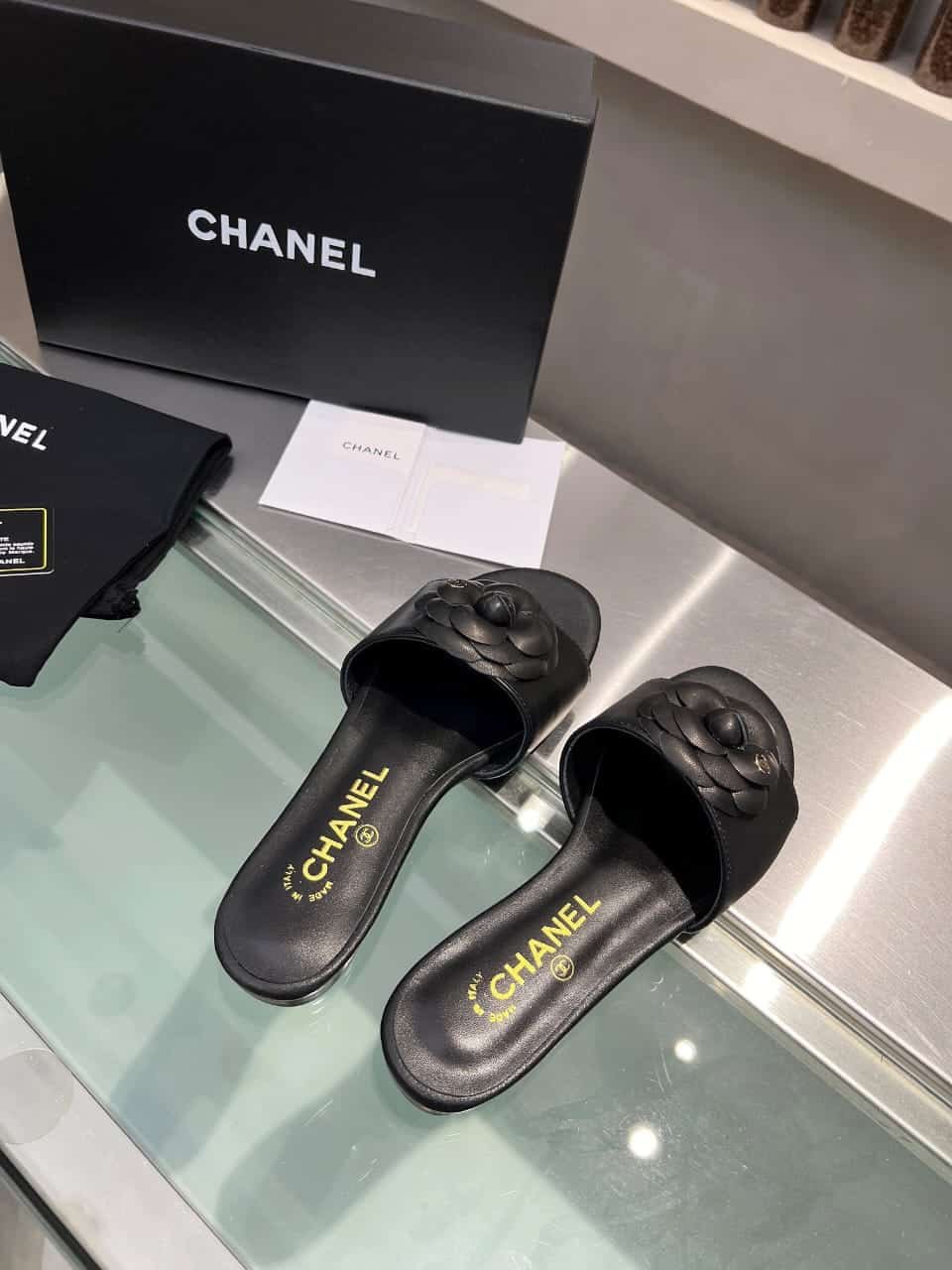 Ch**el Mules With Camellia In Black G45499 X01000 94305
