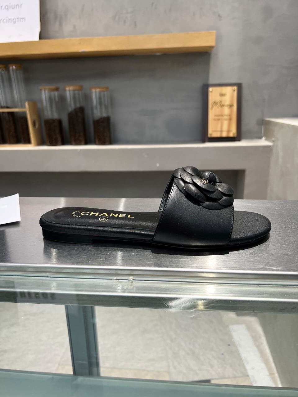 Ch**el Mules With Camellia In Black G45499 X01000 94305