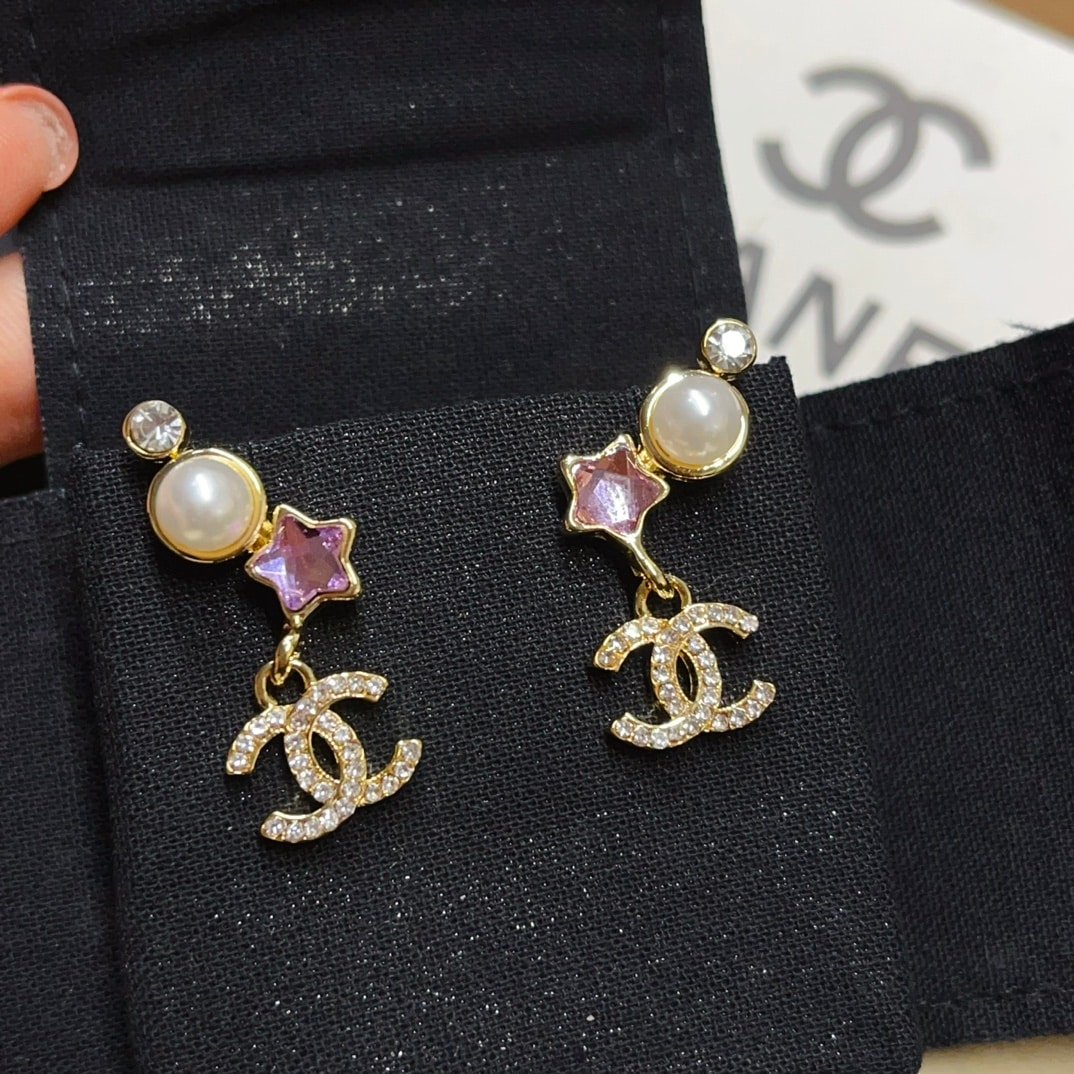 Ch**el Earrings Metal Glass Pearls And Diamantes In Gold Abf187 B19939 Nafqe