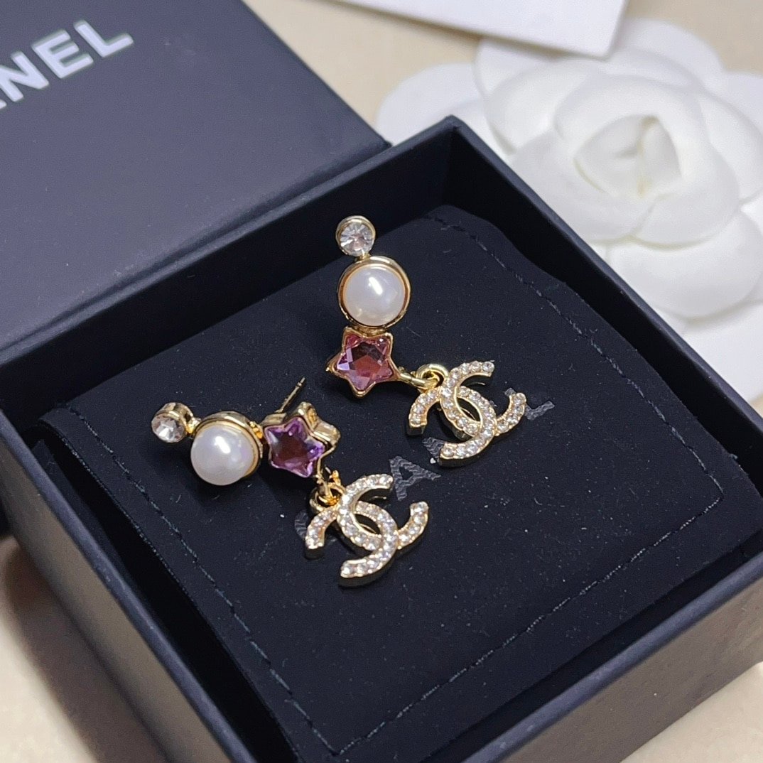 Ch**el Earrings Metal Glass Pearls And Diamantes In Gold Abf187 B19939 Nafqe