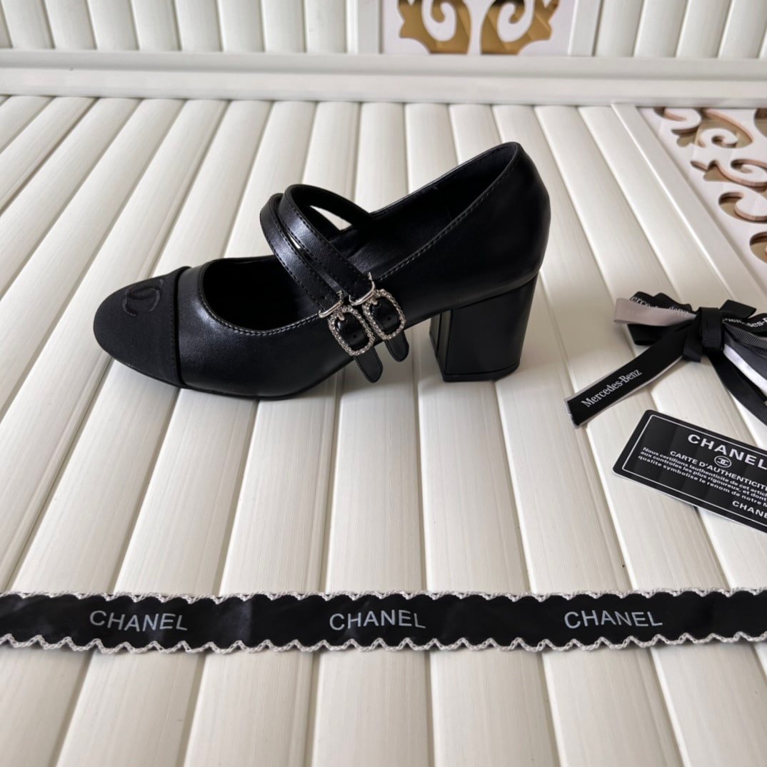 Ch**el Mary Janes And Grosgrain Black G45696 B16524 Nx492
