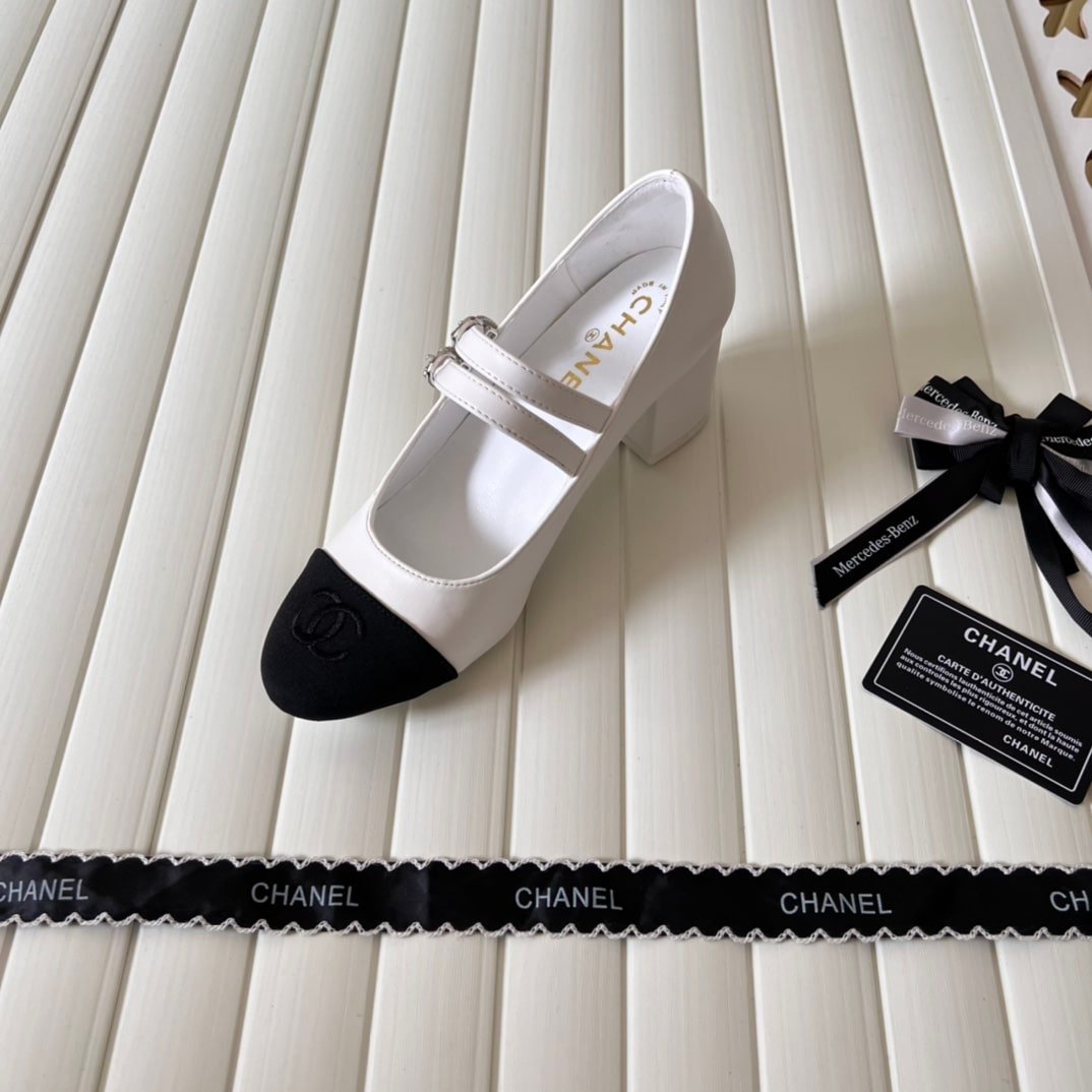 Ch**el Mary Janes And Grosgrain White G45696 B16524 Nx269