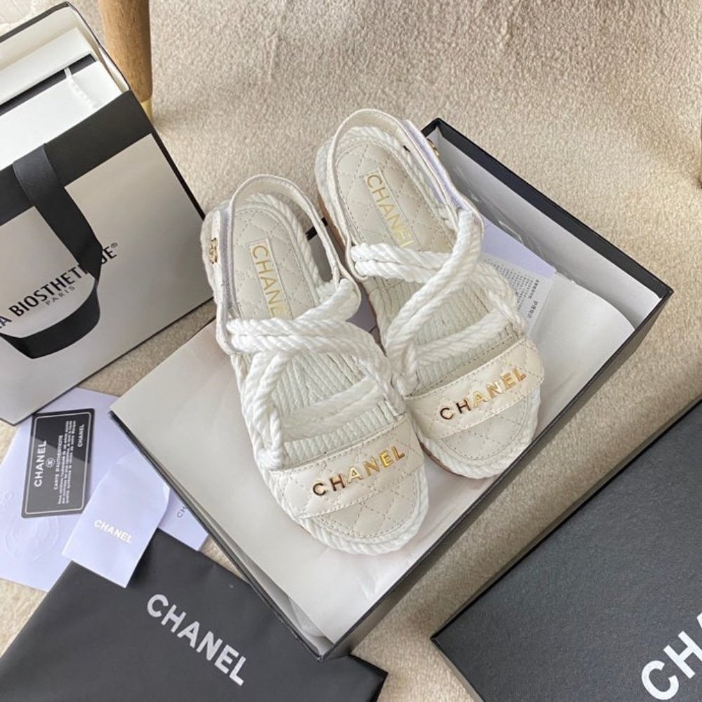 Ch**el Rope Sandals Strap White
