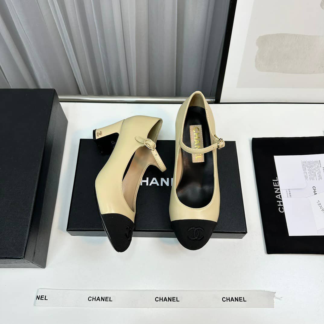 Ch**el Mary Janes Beige G45118