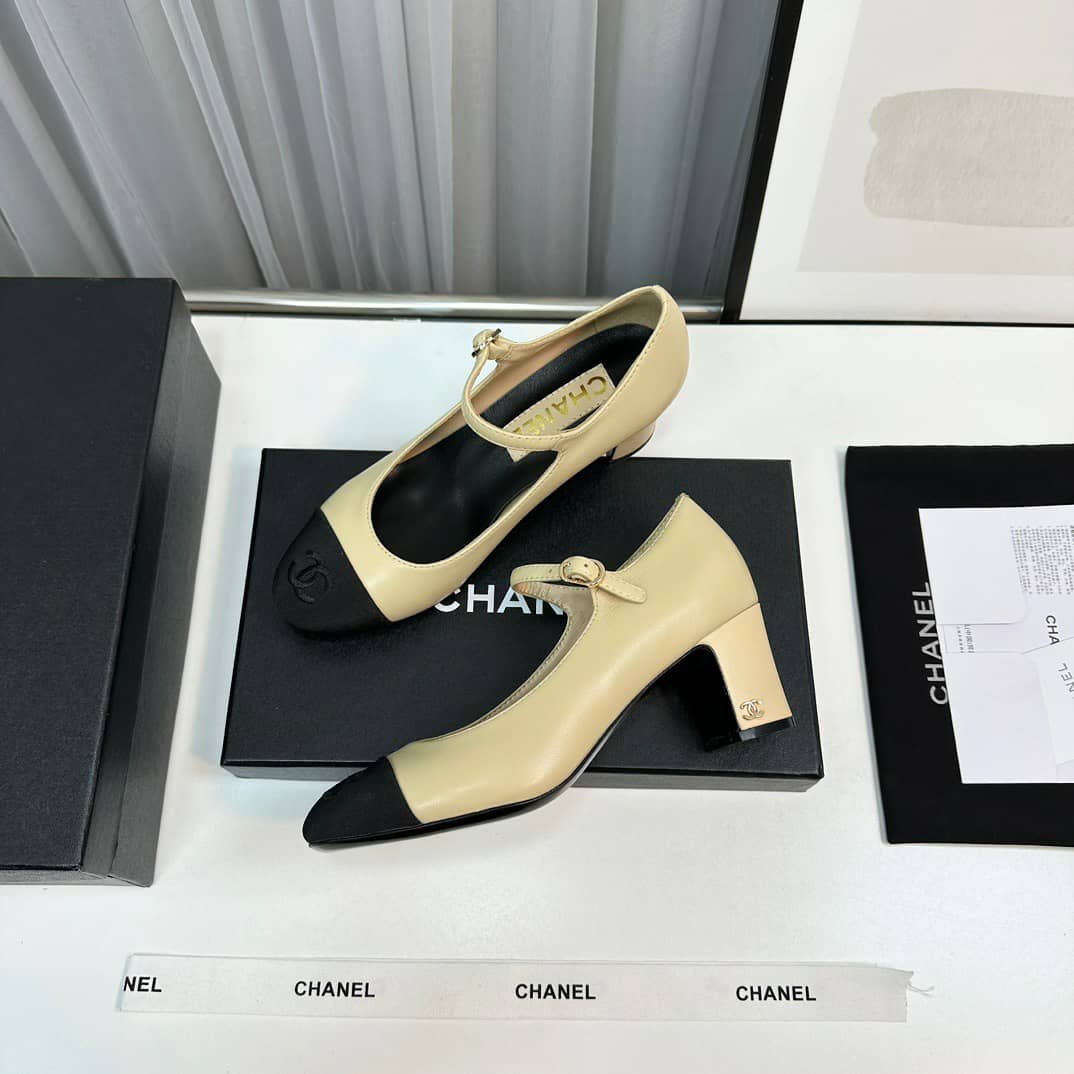 Ch**el Mary Janes Beige G45118