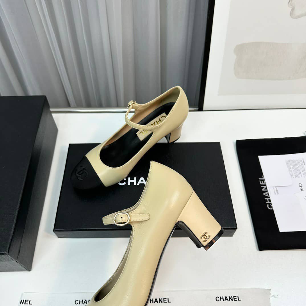 Ch**el Mary Janes Beige G45118