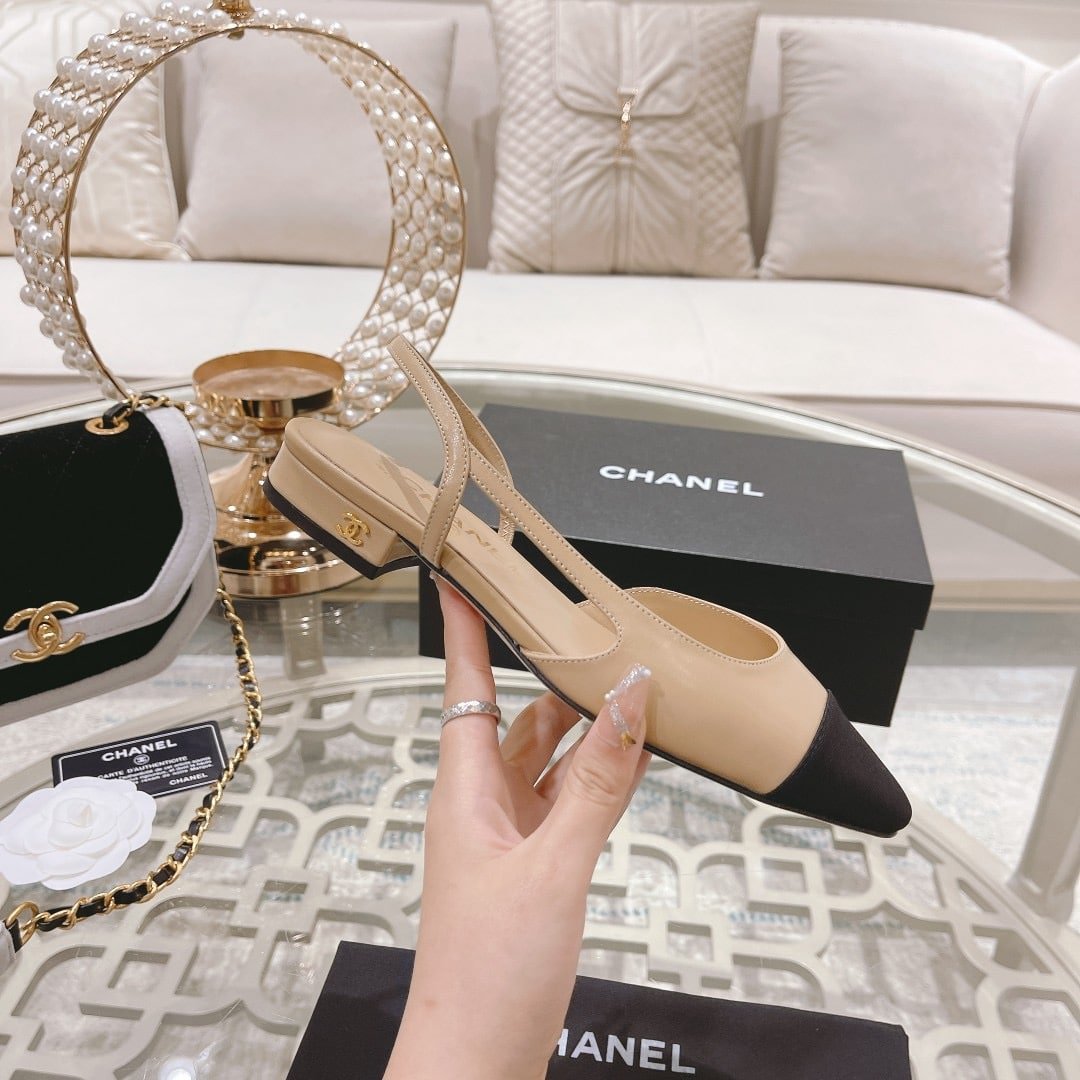 Ch**el Slingback Beige Black G31319 Y50006 C8378