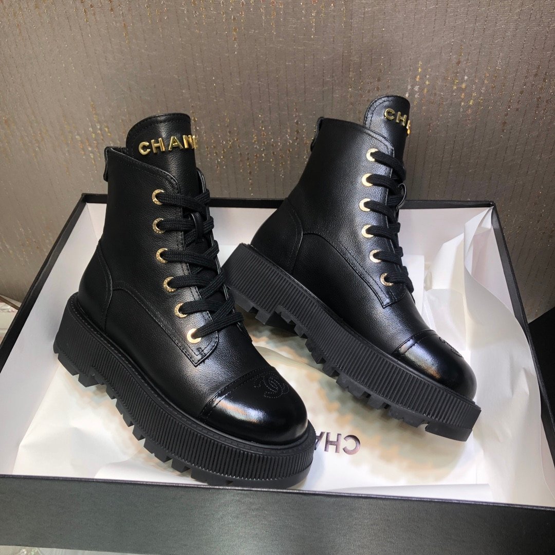 Ch**el Cc Lace Up Boot Black G45124 B14018 94305