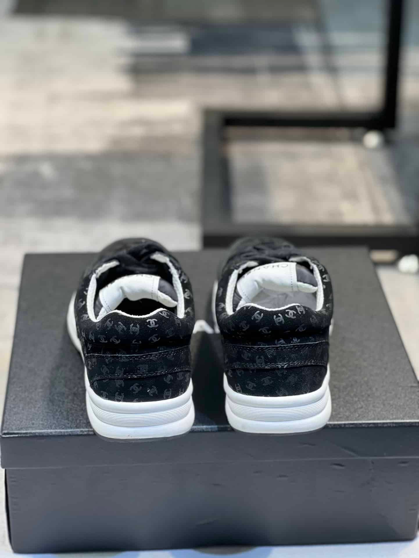 Ch**el Cc Embossed Logo Suede Black