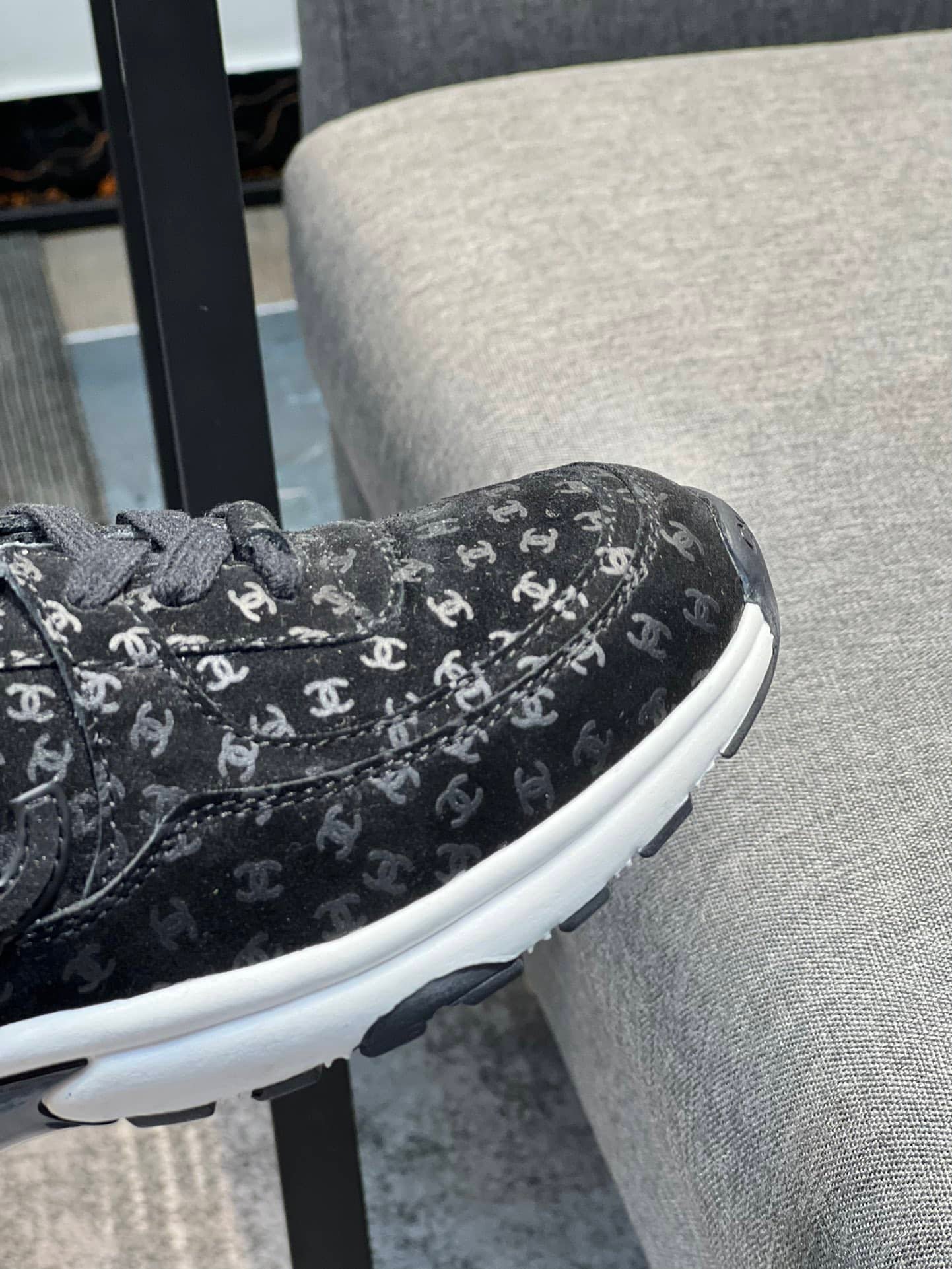 Ch**el Cc Embossed Logo Suede Black