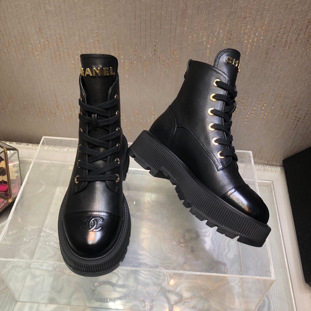 Ch**el Cc Lace Up Boot Black G45124 B14018 94305