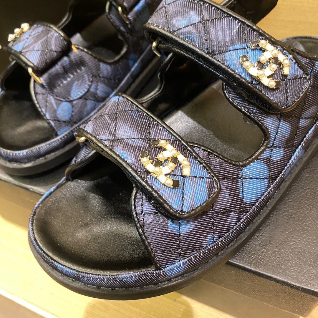 Ch**el Dad Slingback Sandals Blue Black