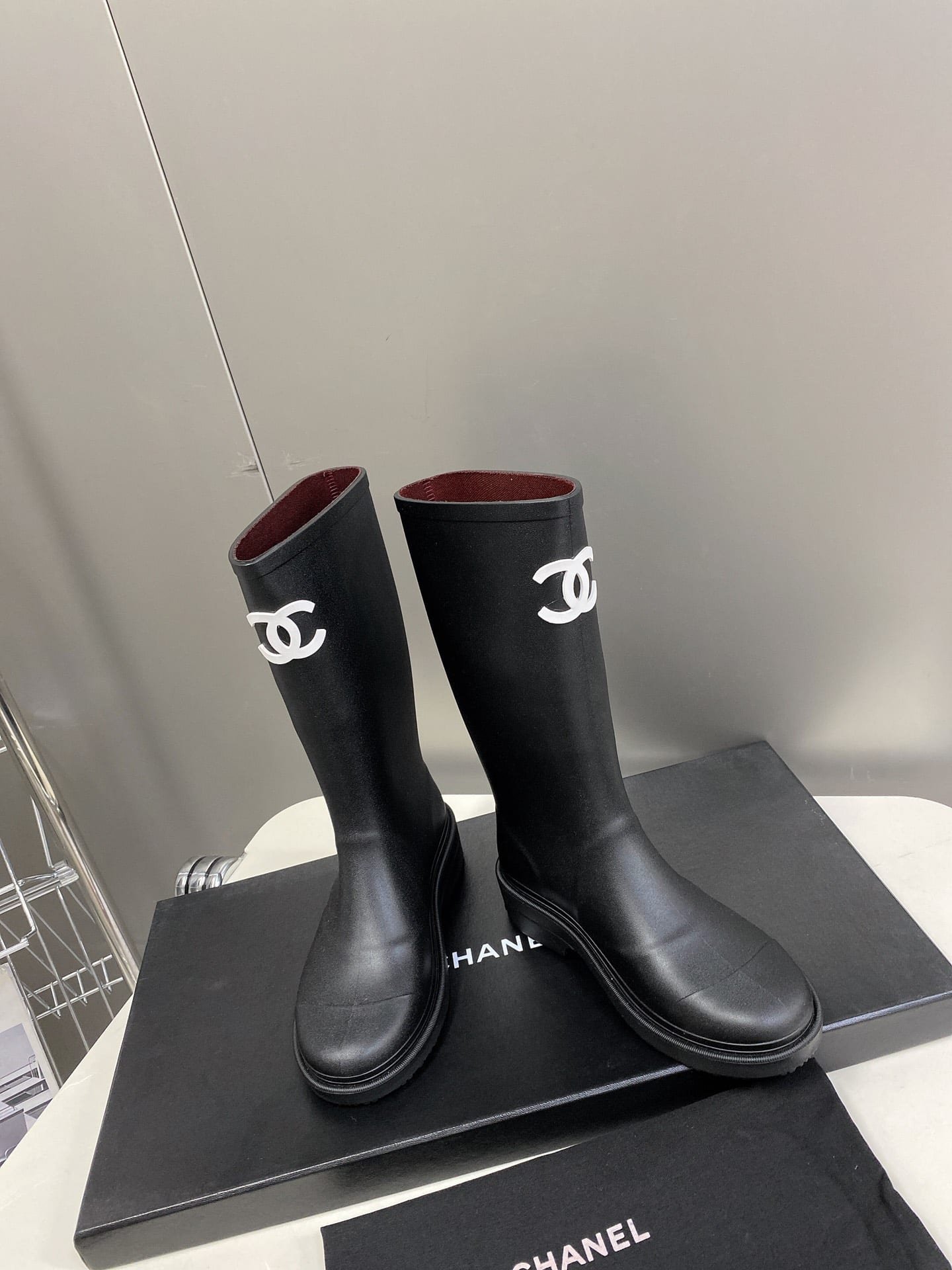 Ch**el Rubber Rain Boots Black G39620 X56326 94305
