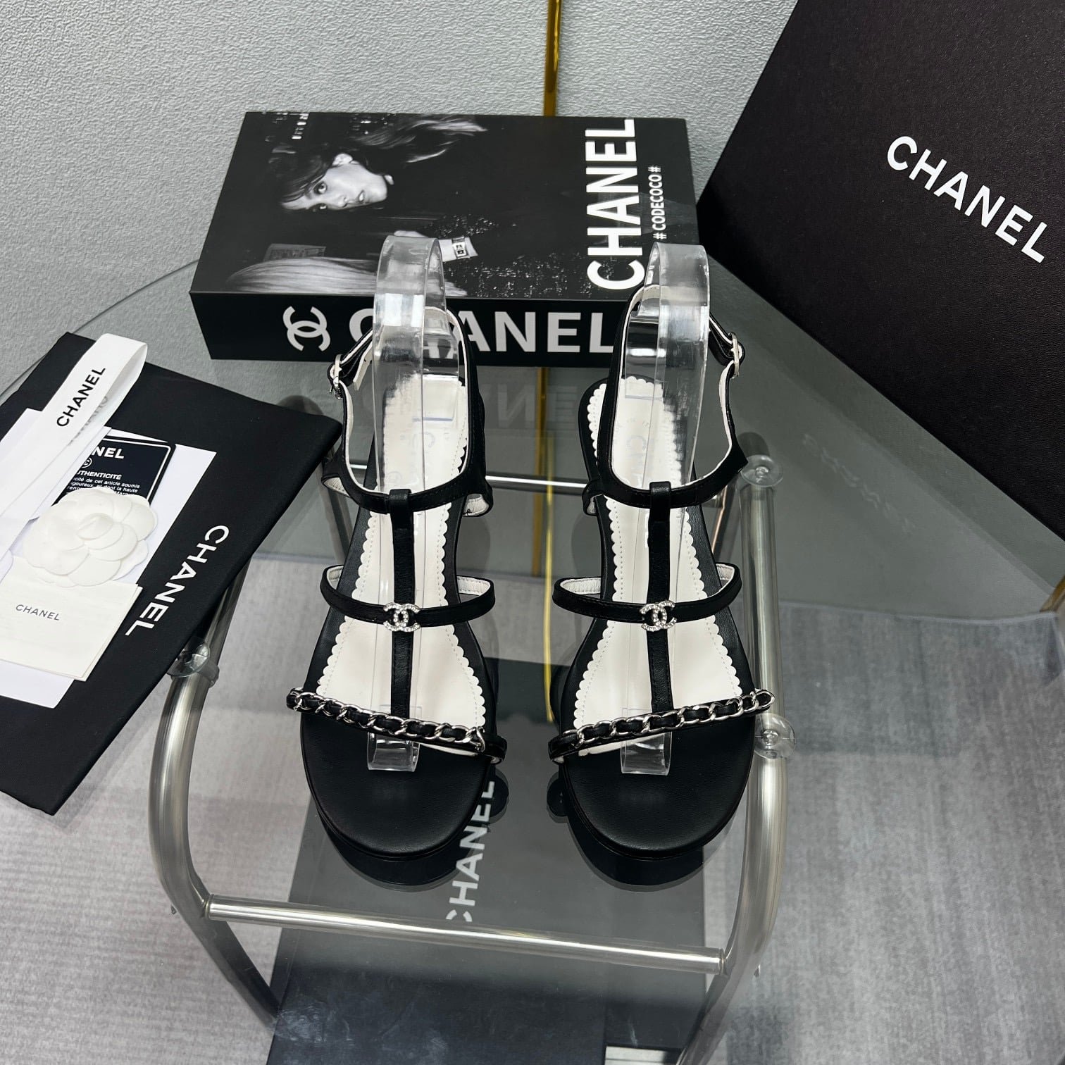 Ch**el Sandals Metal Black G39645 X01000 94305