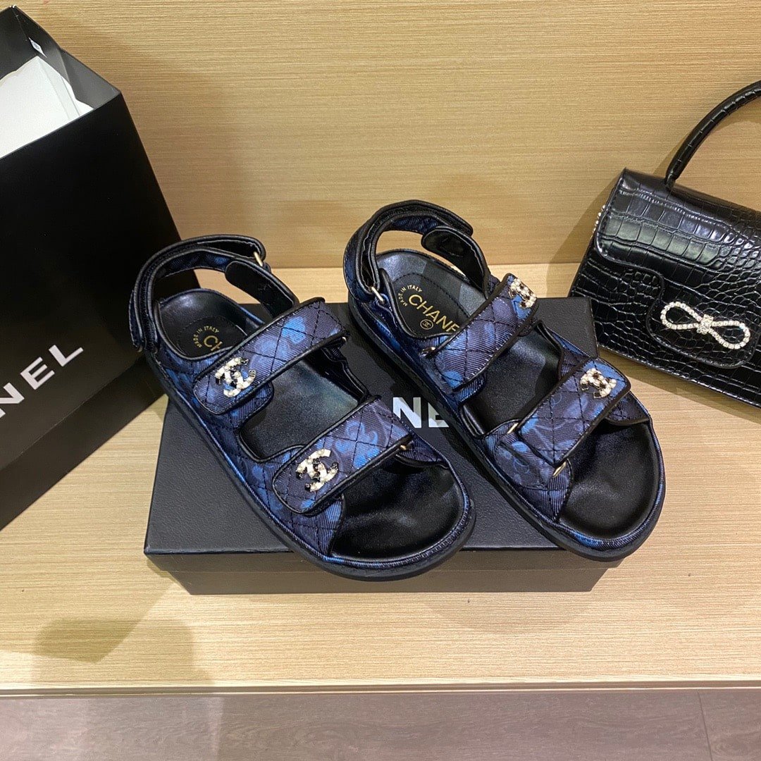 Ch**el Dad Slingback Sandals Blue Black
