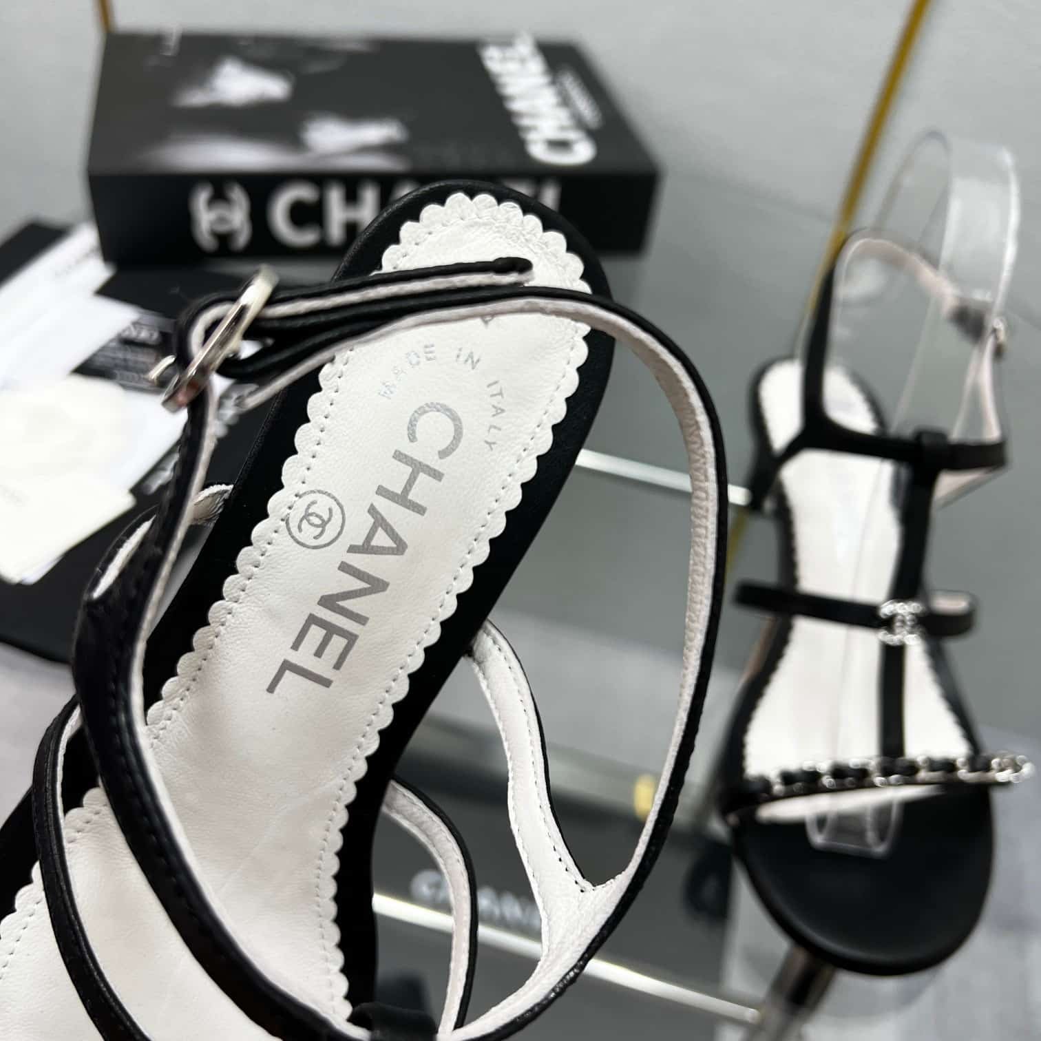 Ch**el Sandals Metal Black G39645 X01000 94305